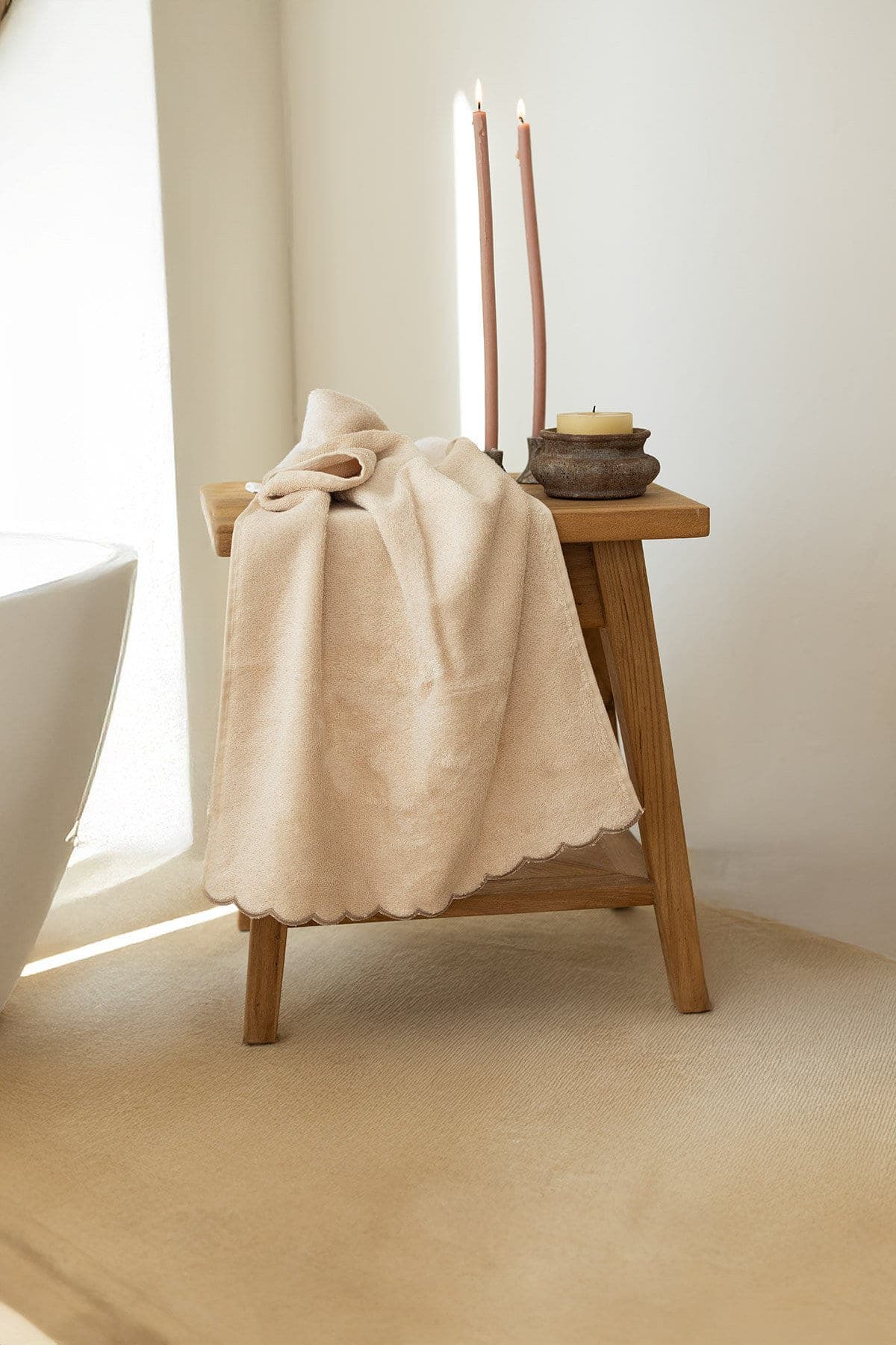 Serviette de bain Linda Bambou — Crème