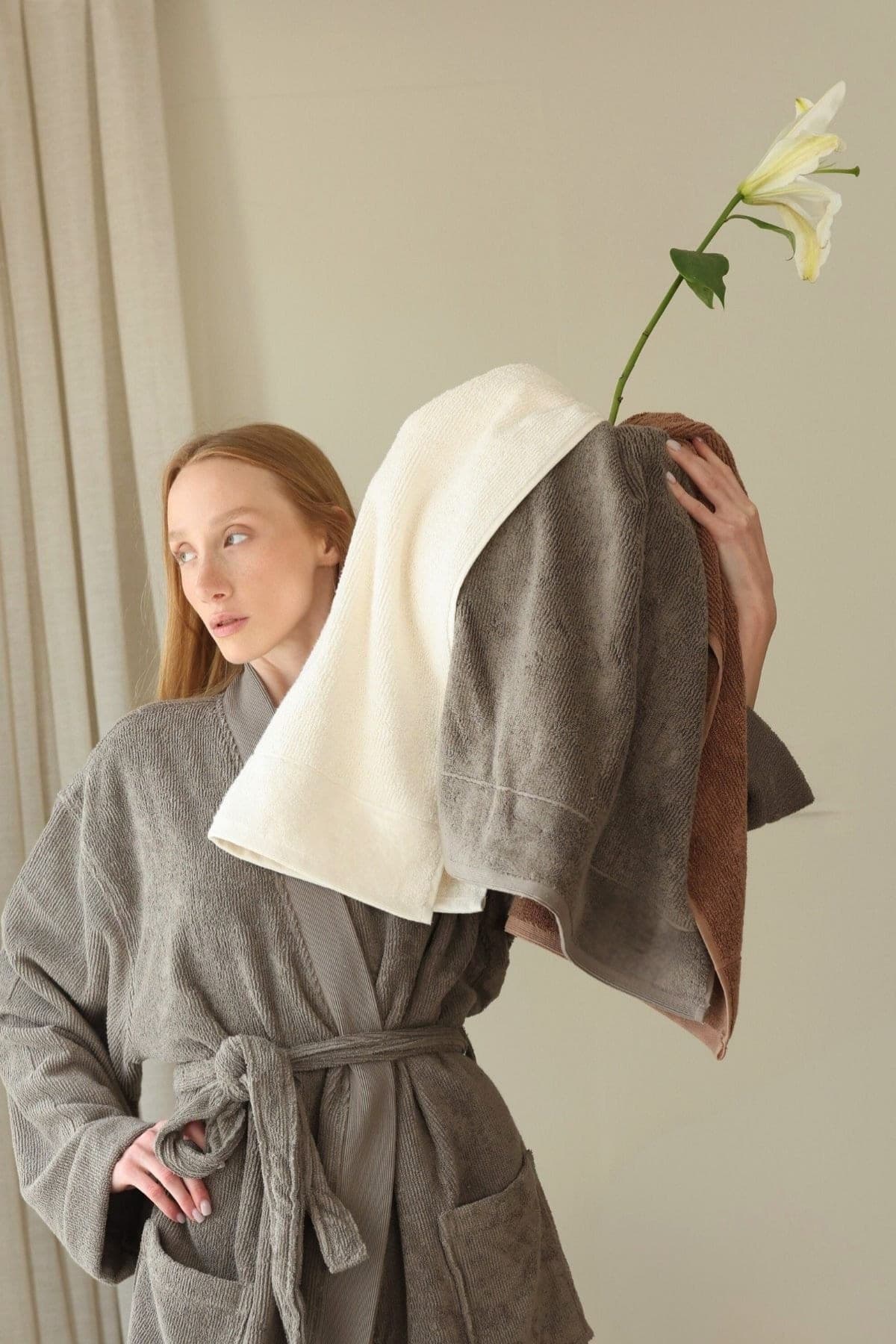 Serviette de bain Soleil — Gris