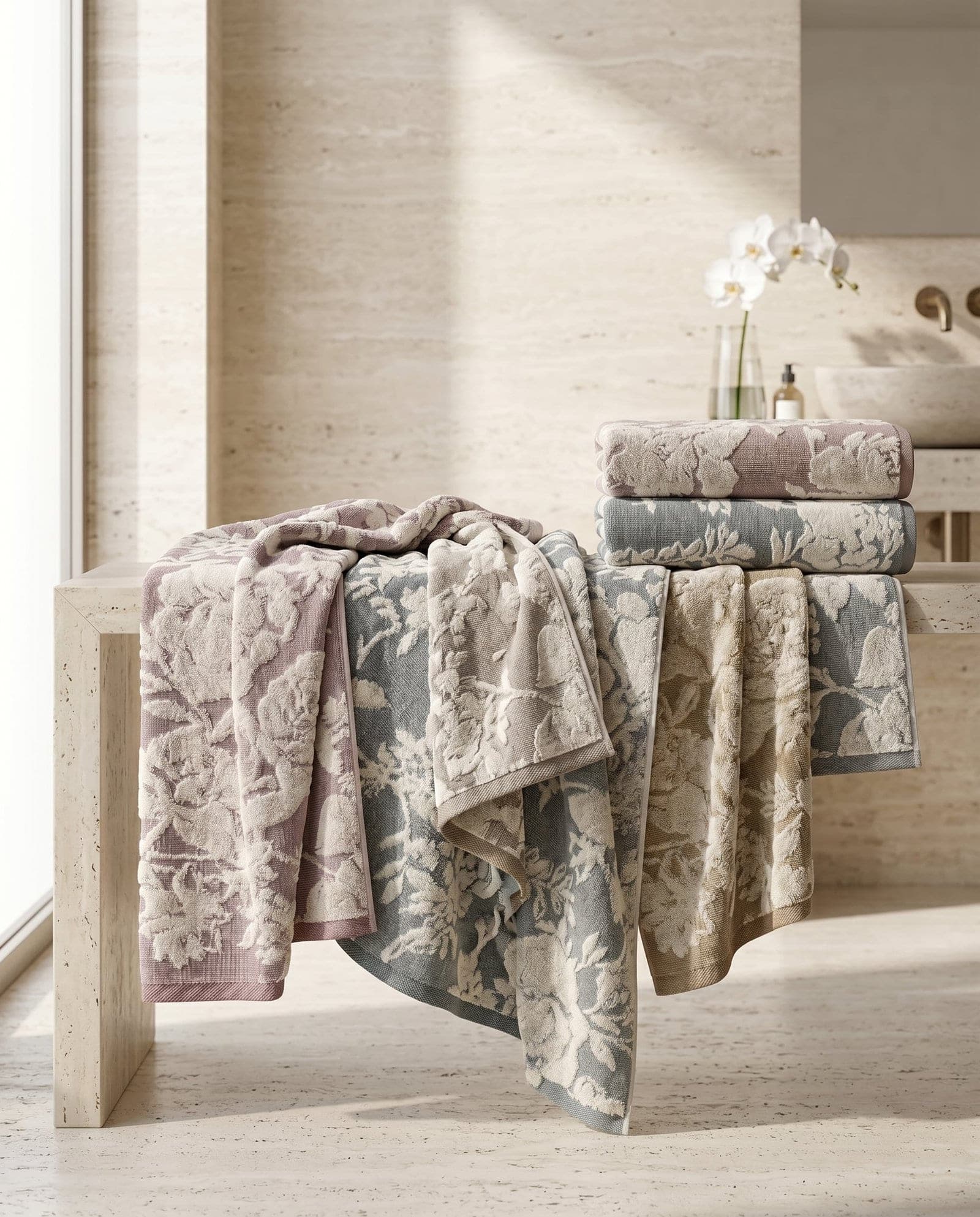 Set de 6 grands draps de bain Dentelle — 90 × 150 cm