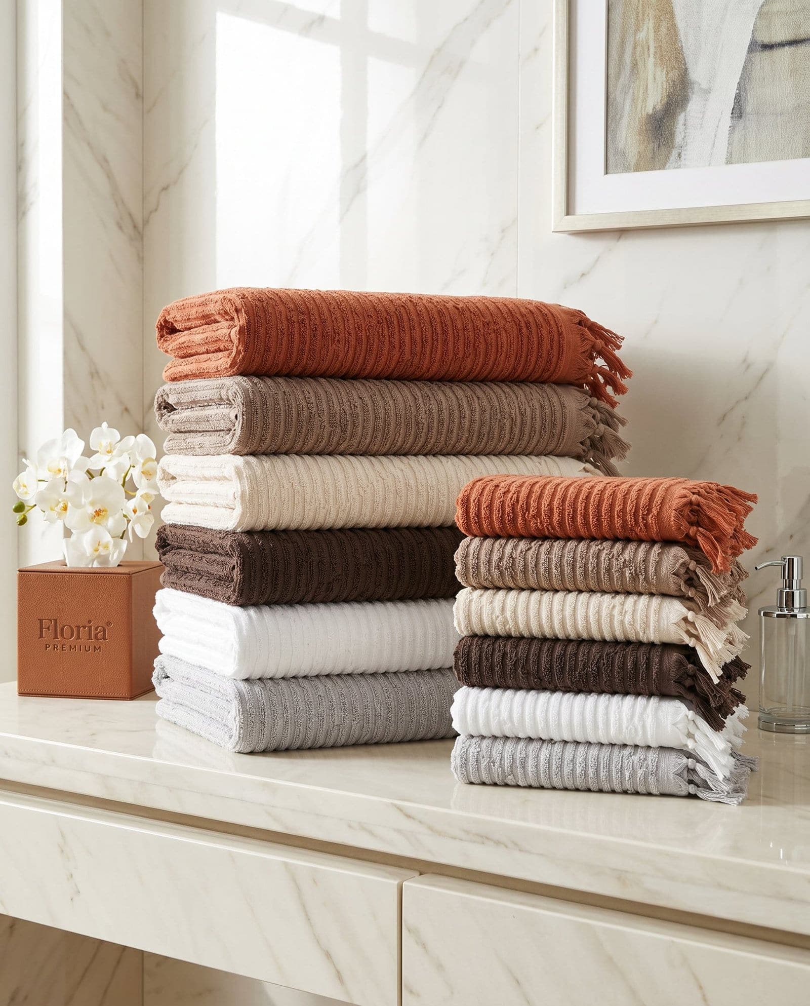 Set de 6 serviettes 50/90cm OU Set de 6 draps 70/140cm OU Set de 6 grands draps 90/150cm