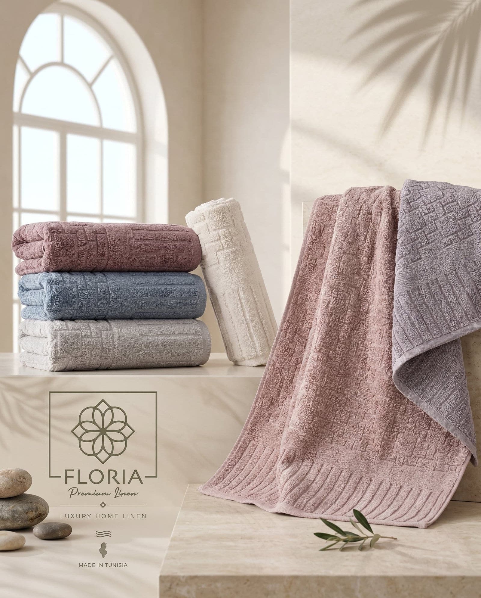 Set de 6 serviettes et draps de bain velours Piano