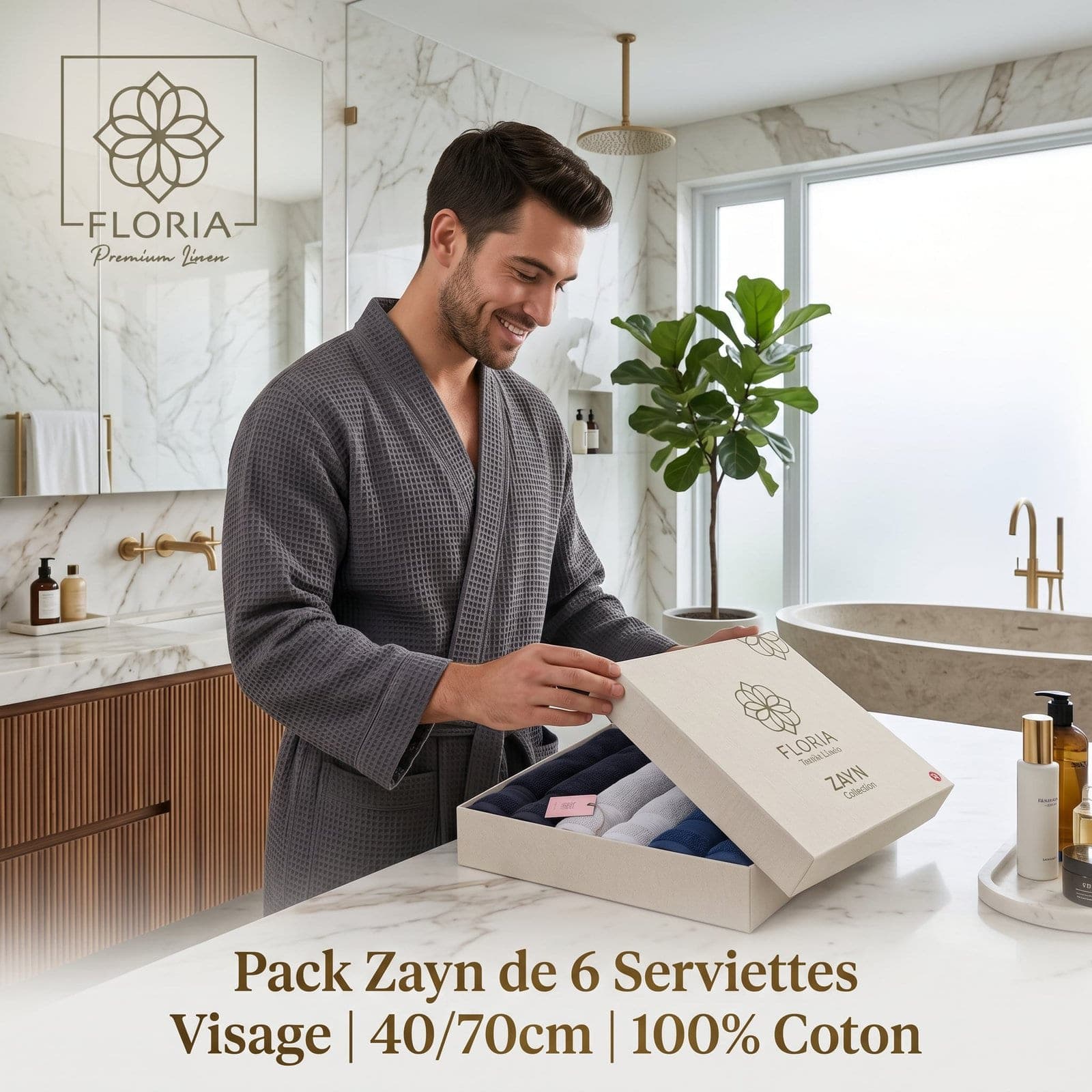 Set de 6 serviettes visage Zayn — 40 × 70 cm
